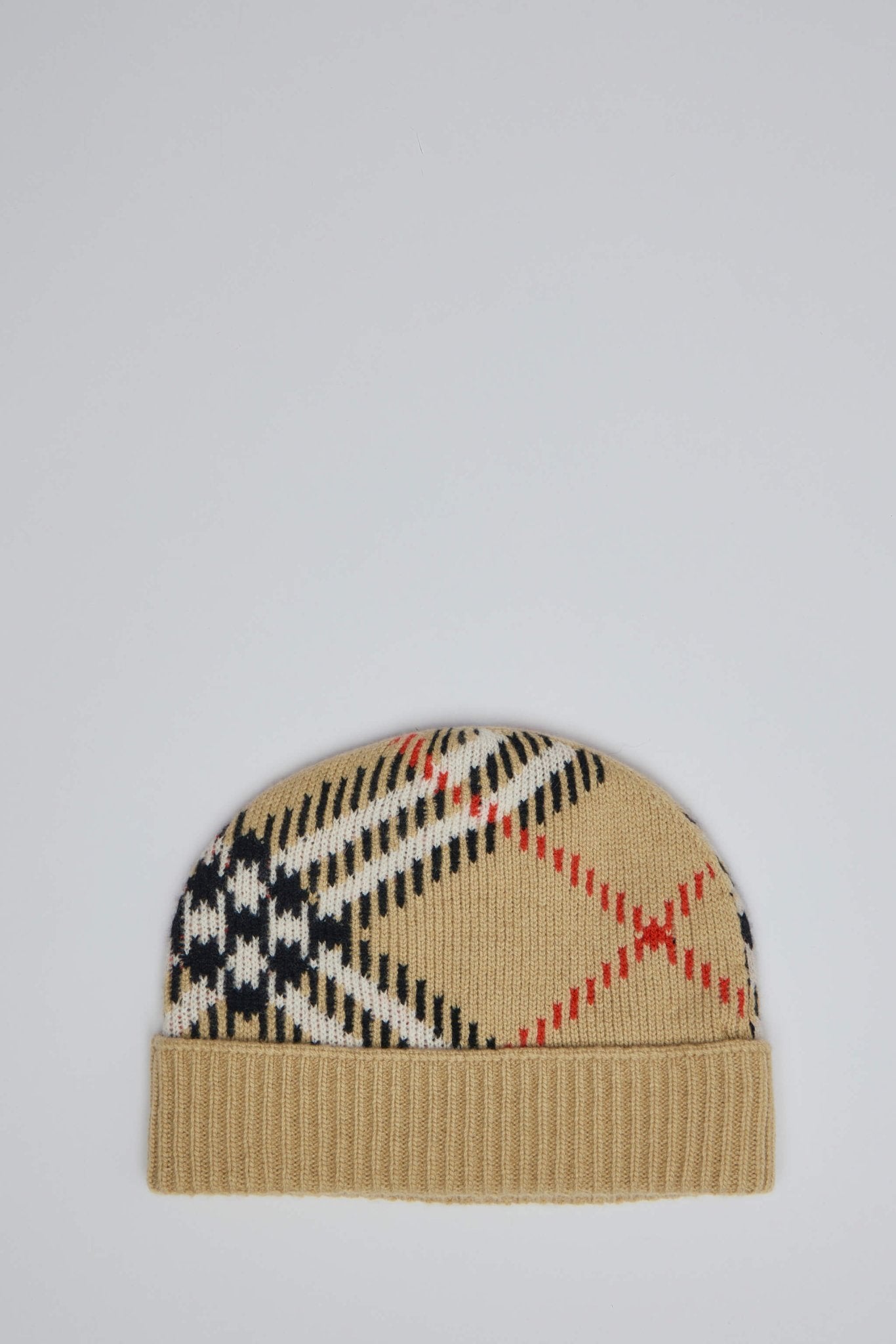 Burberry - 8114768 MH Core Check Beanie A2021 sand - LABELS