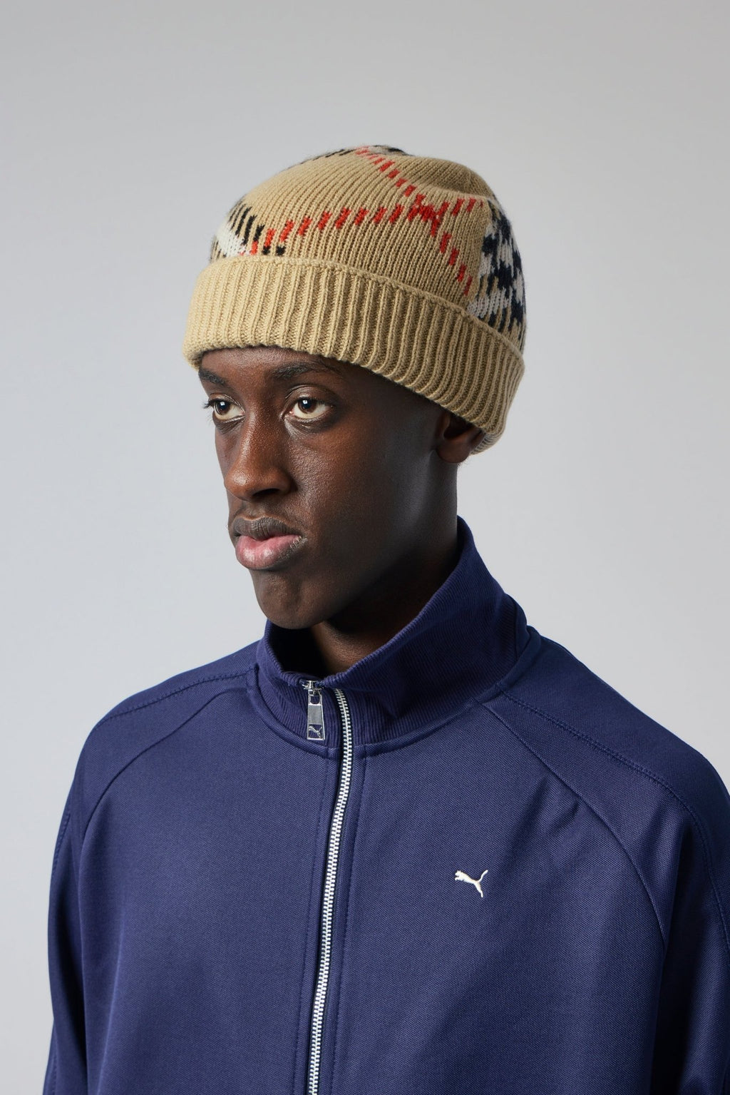 Burberry - 8114768 MH Core Check Beanie A2021 sand - LABELS