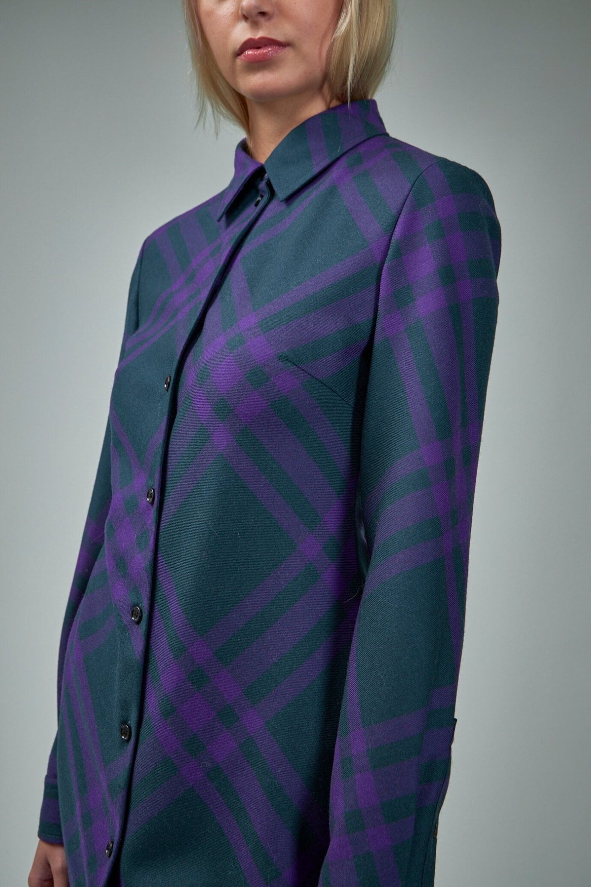 Burberry by Daniel Lee - Check Wool Shirt Dress - LABELS