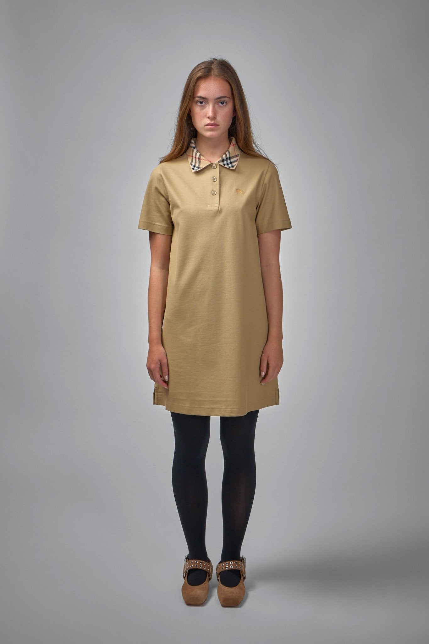 Burberry - Check Collar Cotton Polo Shirt Dress - LABELS