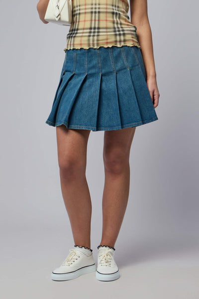 Burberry Mini Skirts - Dahlia Denim Pleated Design – LABELS