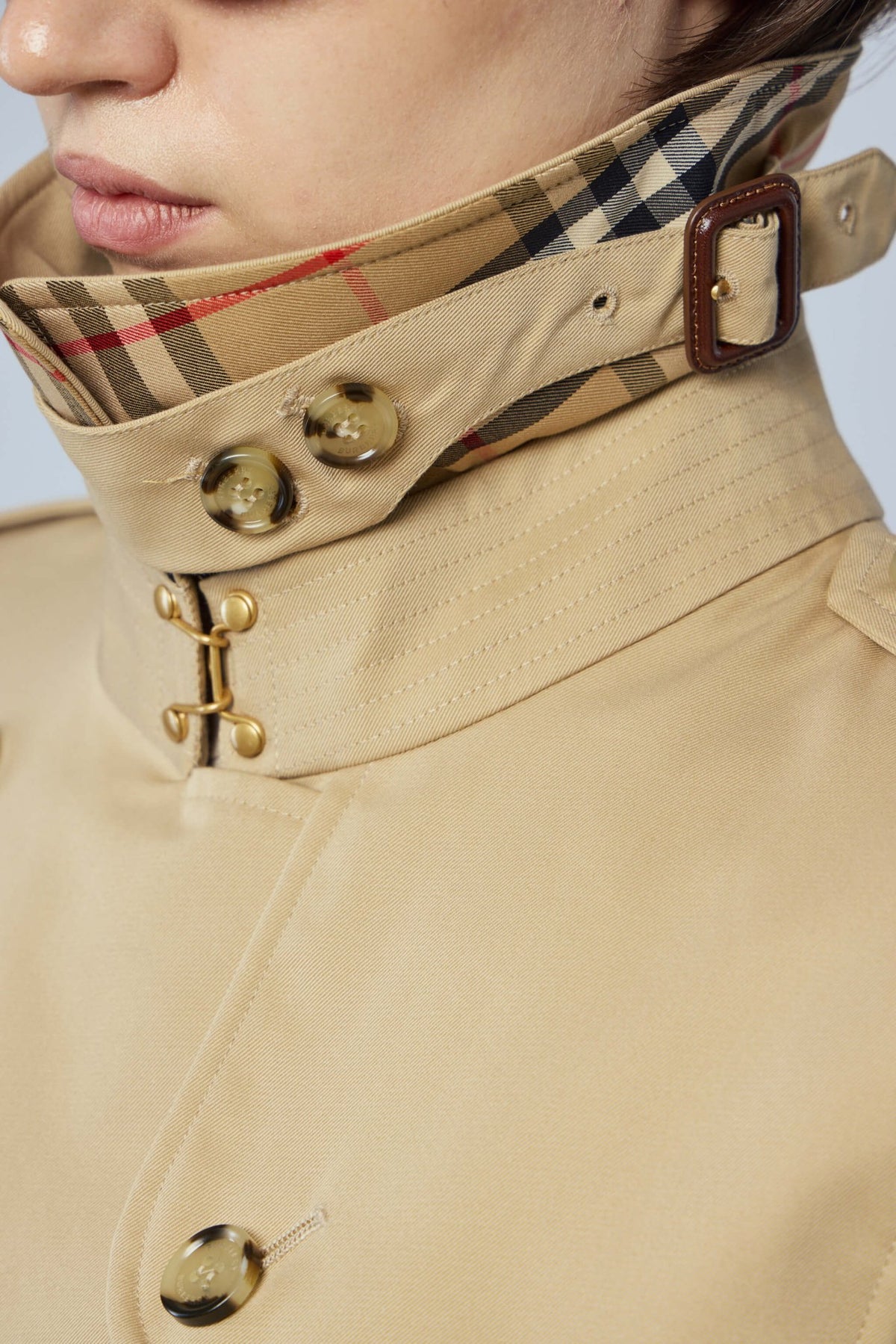 Burberry trench coat back view showing rear storm flap