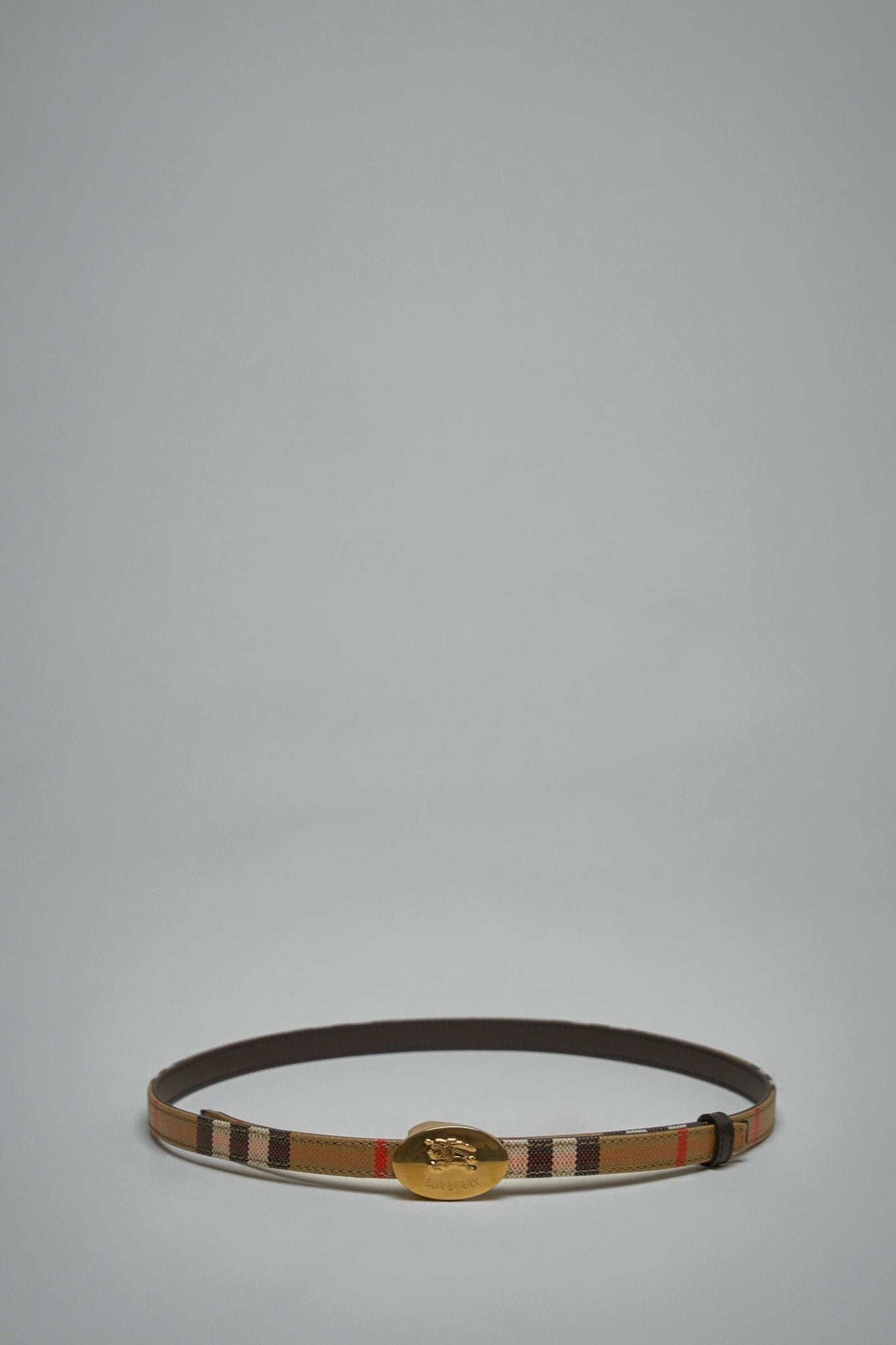 Burberry - Thin Reversible Check Knight Stamp Belt - LABELS