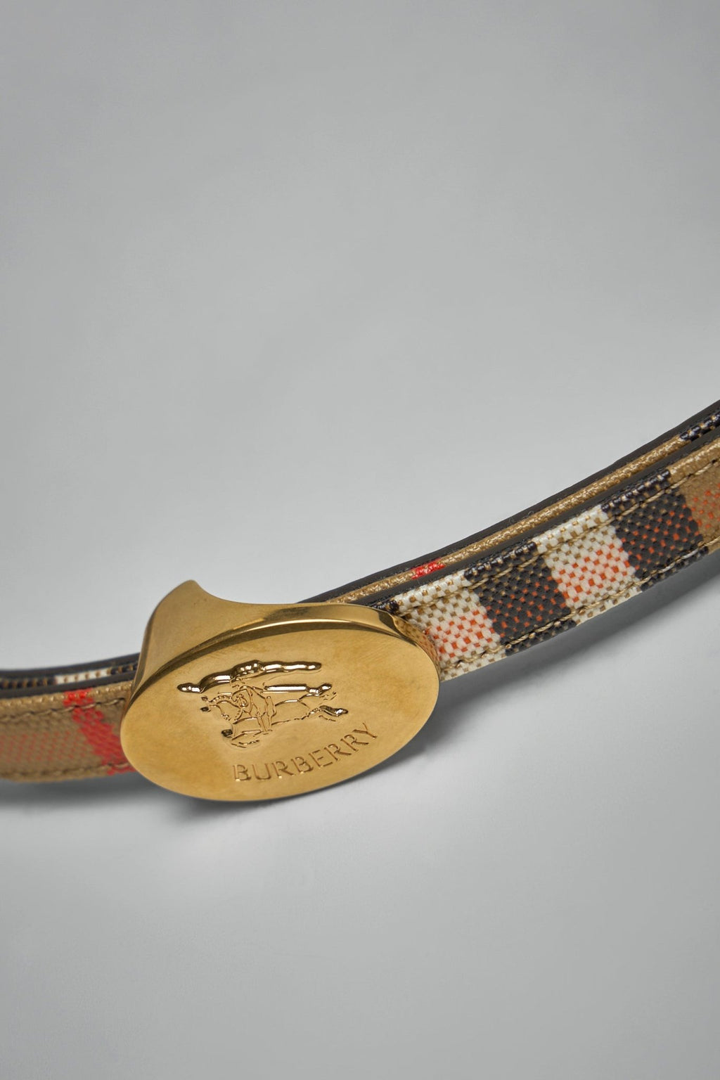 Burberry - Thin Reversible Check Knight Stamp Belt - LABELS