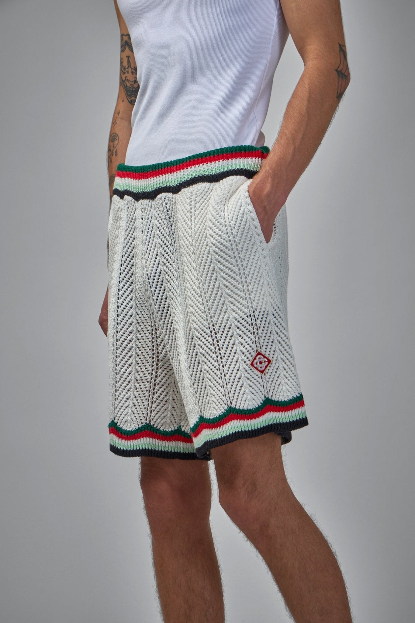 Casablanca - Chevron Faux Crochet Shorts - LABELS