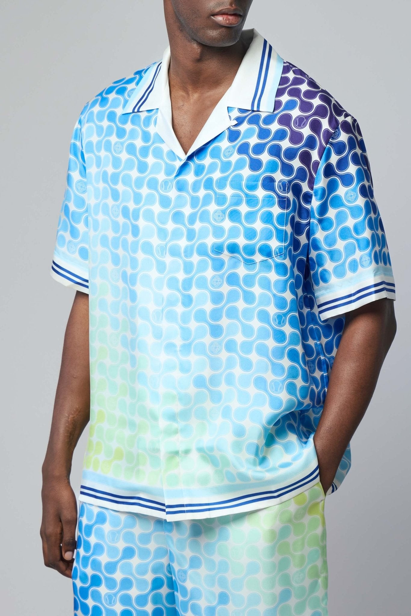 Casablanca - Tennis Tile Cuban Collar Ss Shirt - LABELS