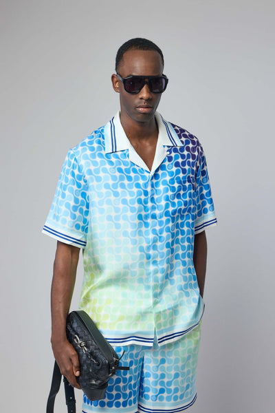 Tennis Tile Short Sleeve Silk Shirt