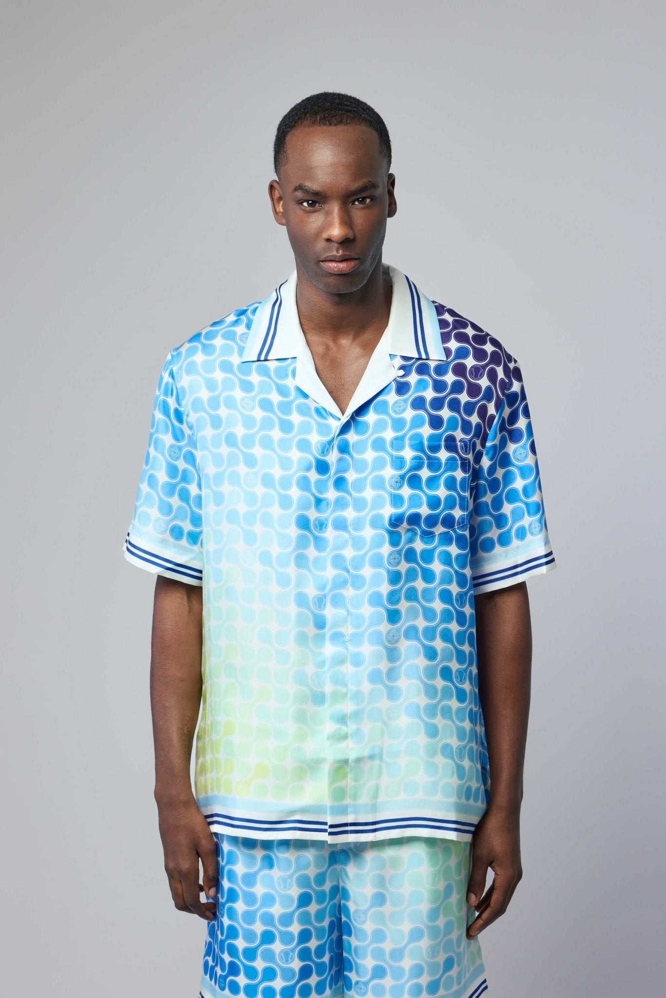 Casablanca - Tennis Tile Cuban Collar Ss Shirt - LABELS