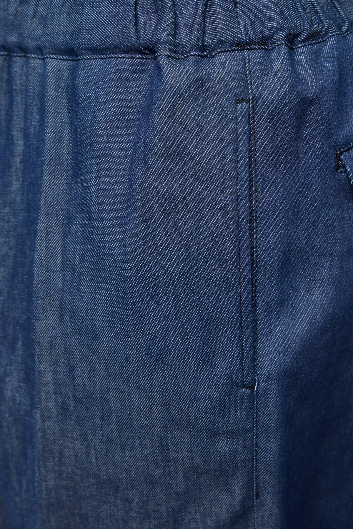 Detail shot of premium cotton fabric texture and subtle seam construction