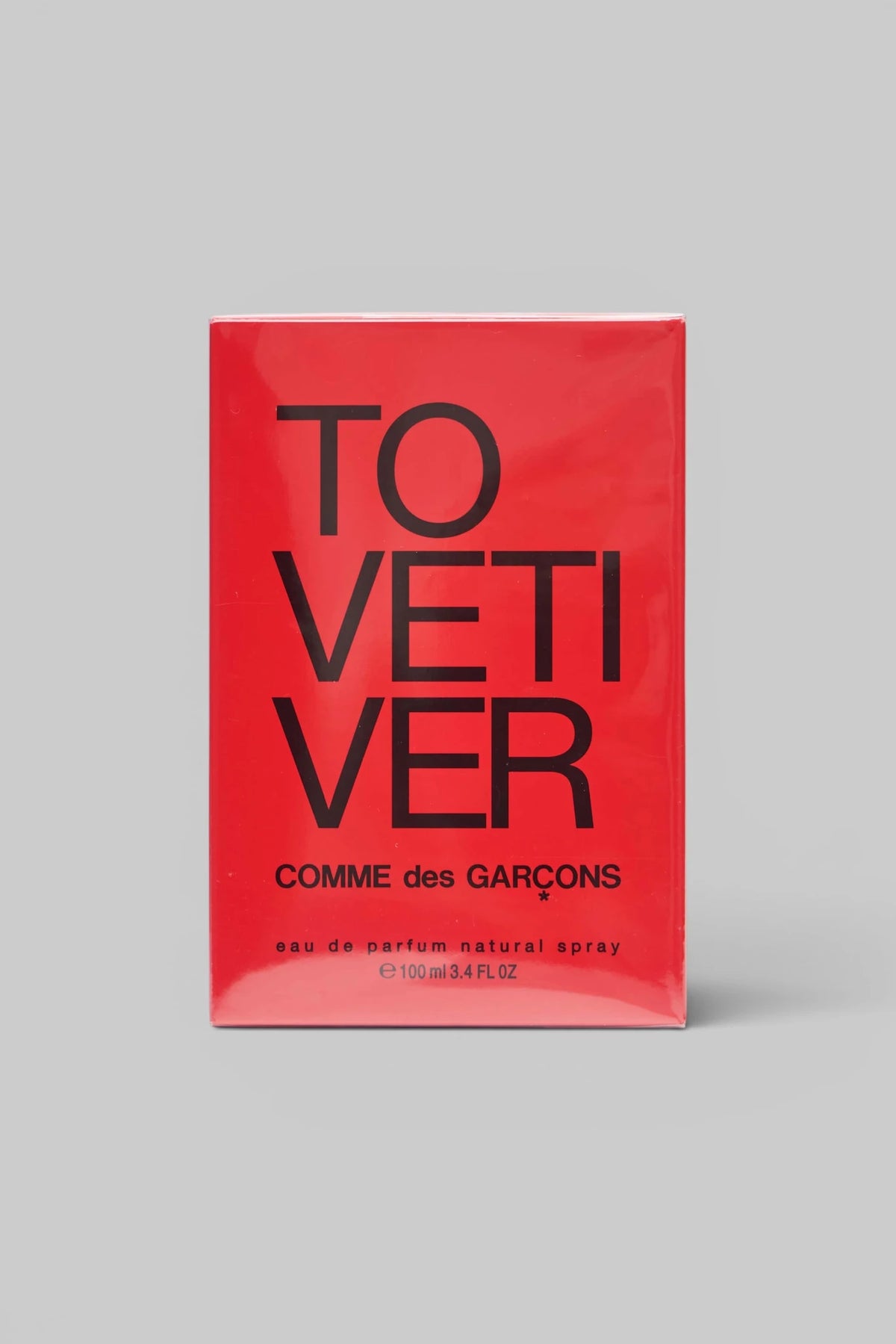 Close-up of bold black lettering on To Vetiver fragrance bottle