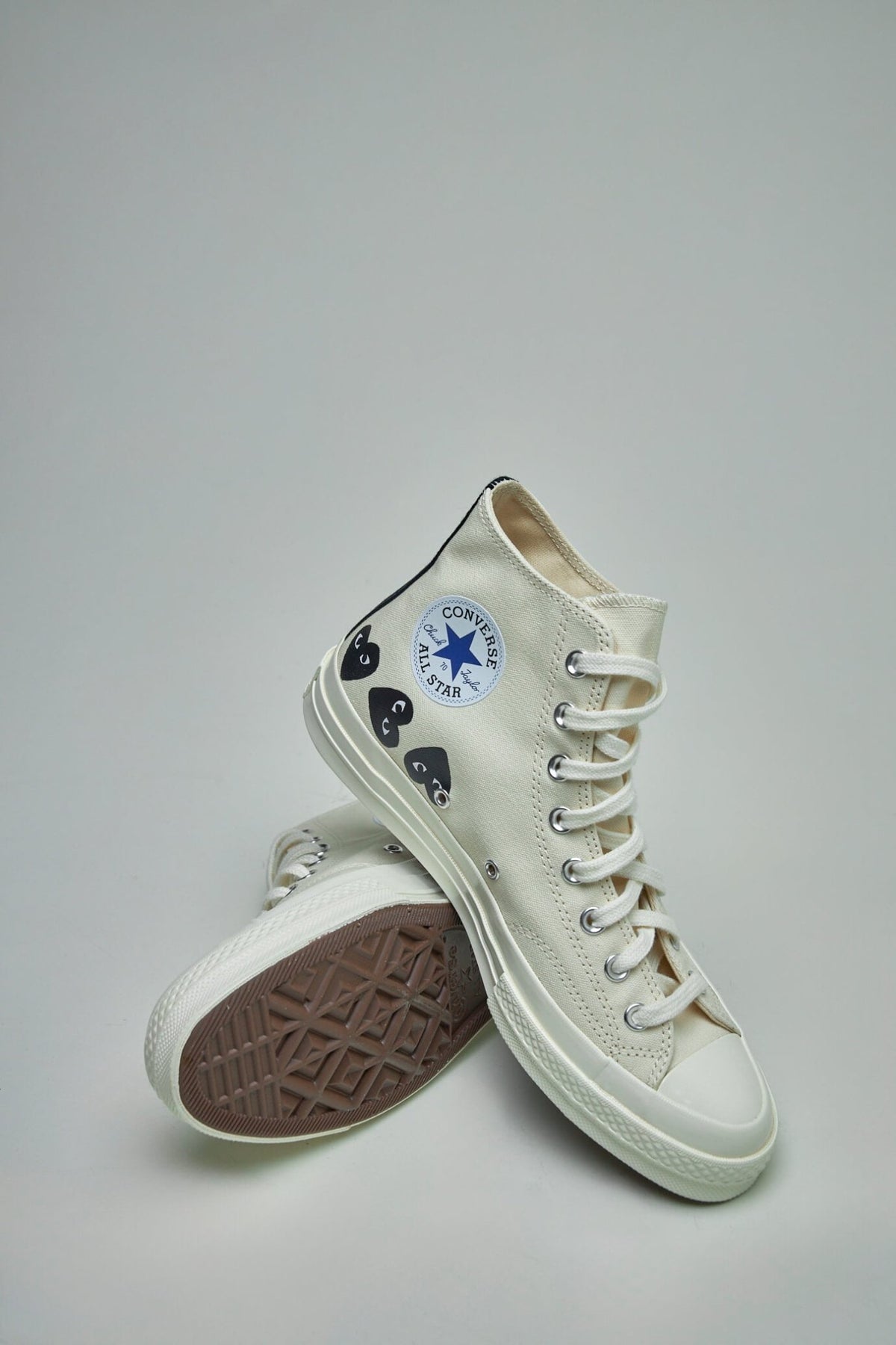 Full product shot of Multi Heart High Top Shoes on white background