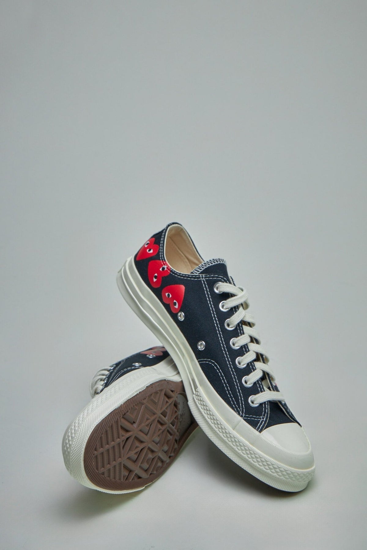 Full view of Multi Heart Low Top sneakers with classic lace-up closure