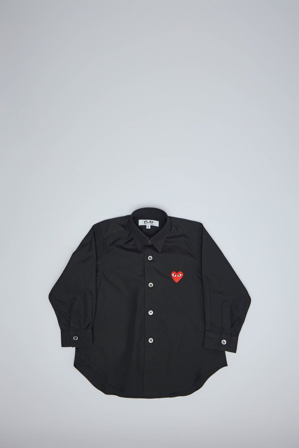 Comme des Garçons PLAY shirts - white cotton button-up with red heart embroidery
