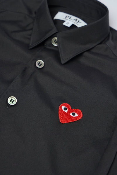 Heart Embroidered Button-up Shirt