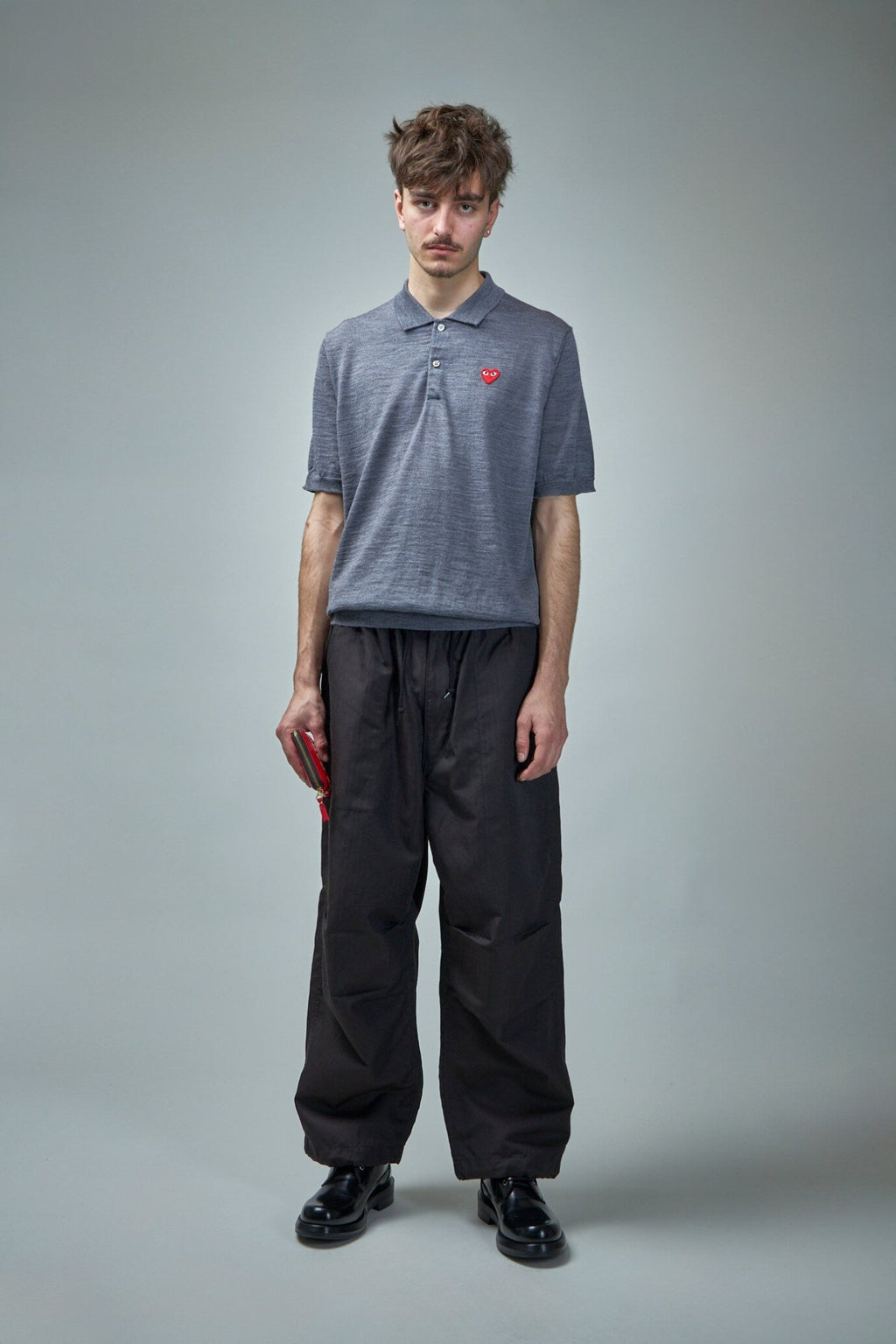 Comme des Garçons PLAY - Polo - Neck Short Sleeve Knit grey - LABELS