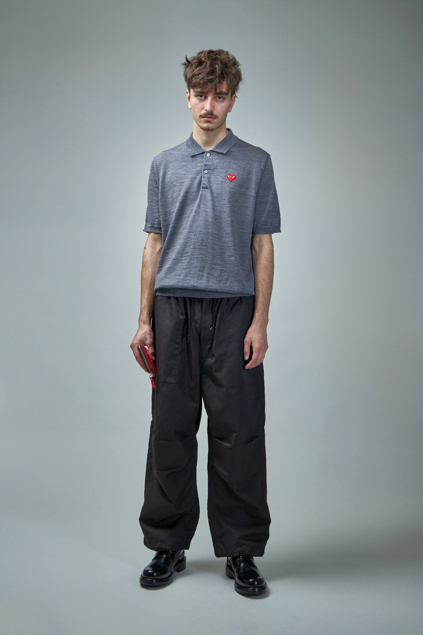 Comme des Garçons PLAY - Polo - Neck Short Sleeve Knit grey - LABELS