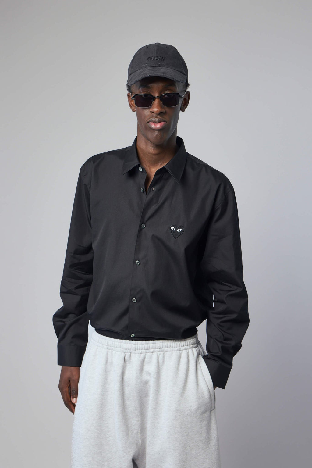 Comme des Garçons PLAY - Shirt Black Emblem Woven - LABELS