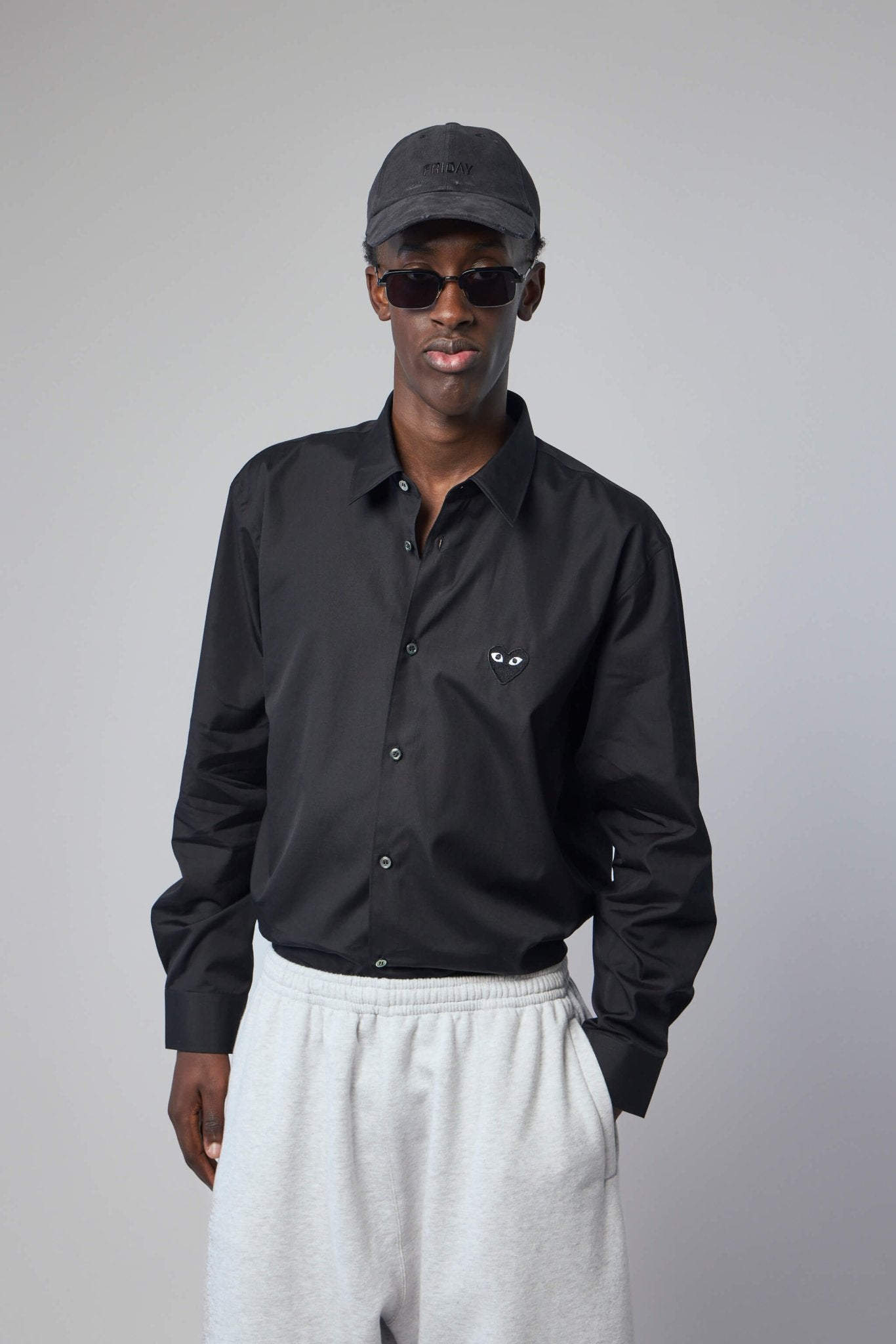 Comme des Garçons PLAY - Shirt Black Emblem Woven - LABELS