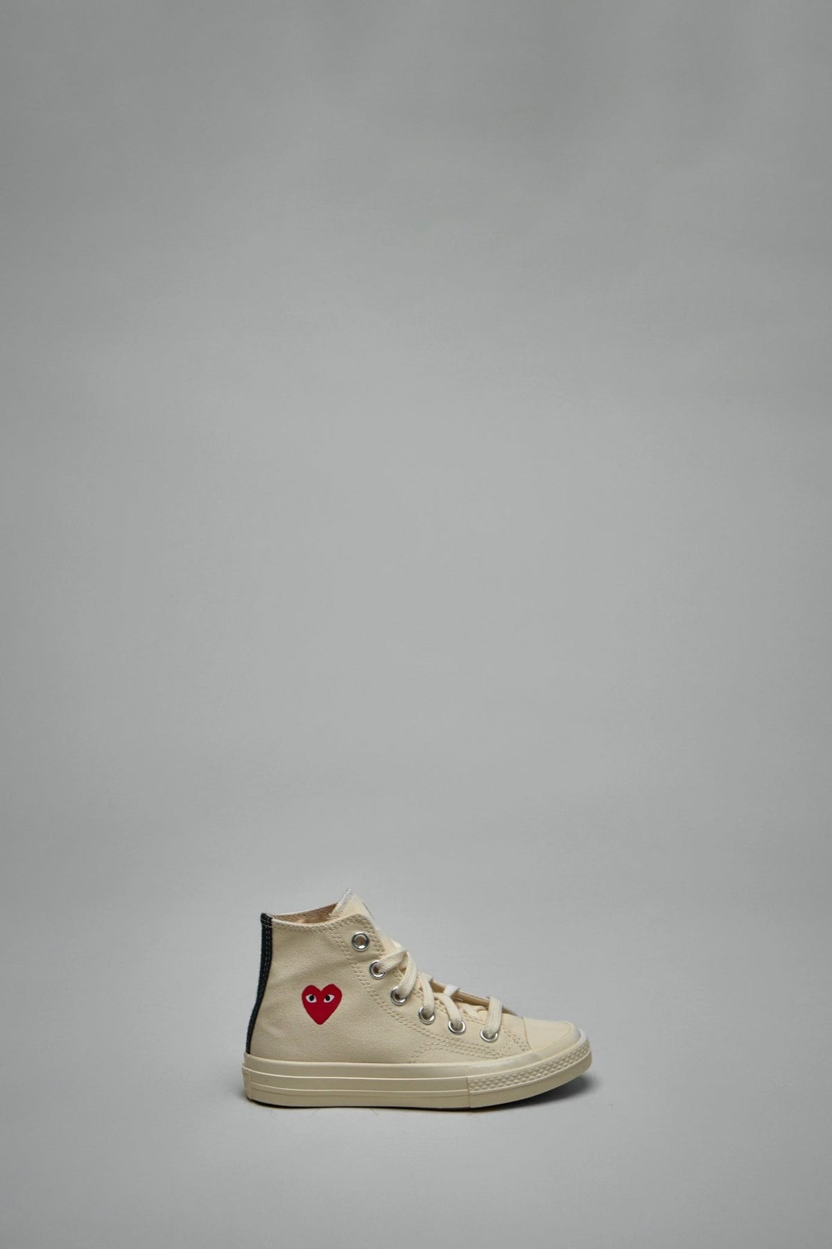 Comme des Garçons PLAY High Top Sneakers kids with red heart logo on white canvas