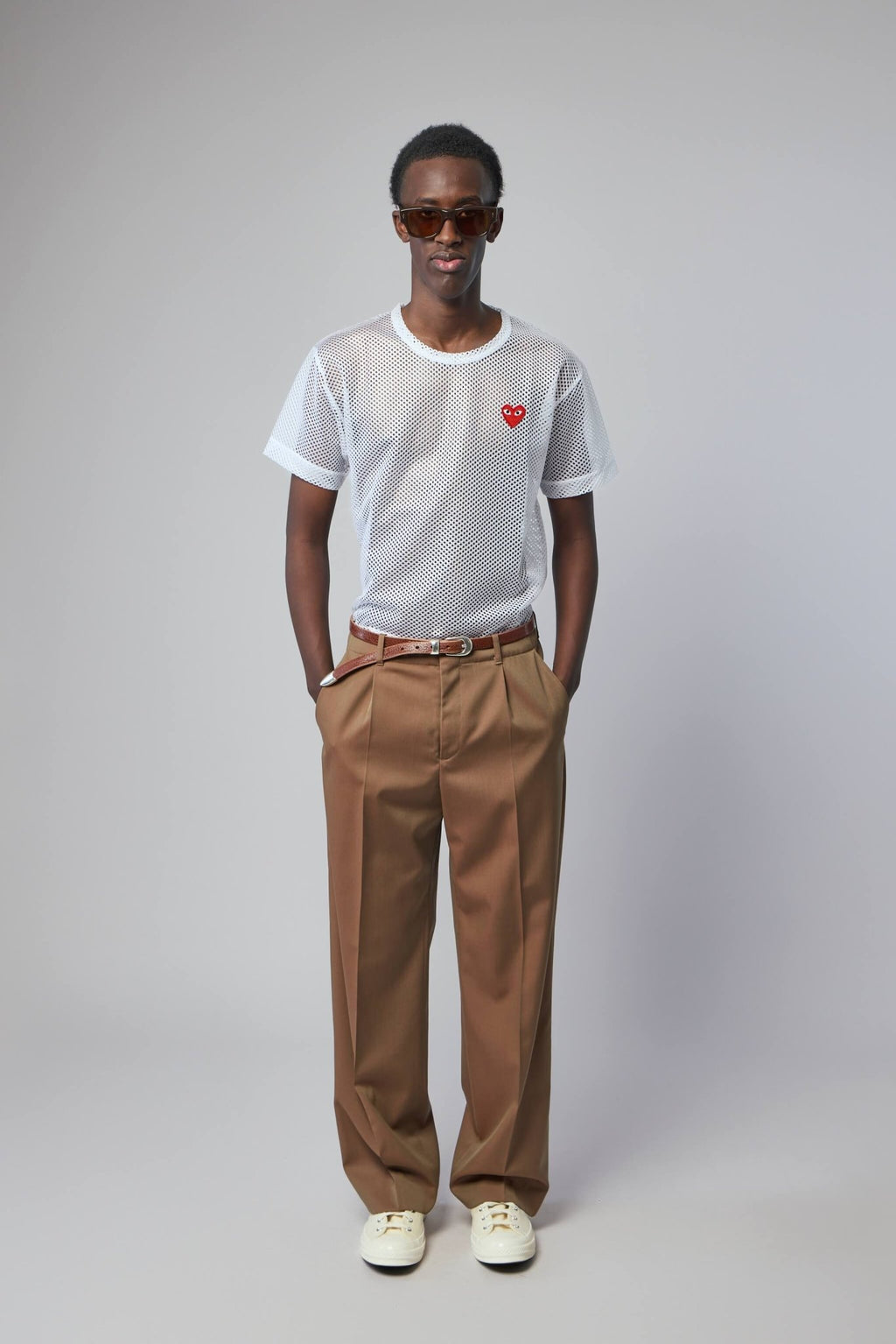 Comme des Garçons PLAY - T-shirt Mesh Red Emblem - LABELS