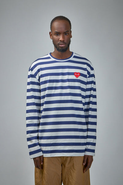 Stripe Emblem X Rhinestone Long Sleeve Tee