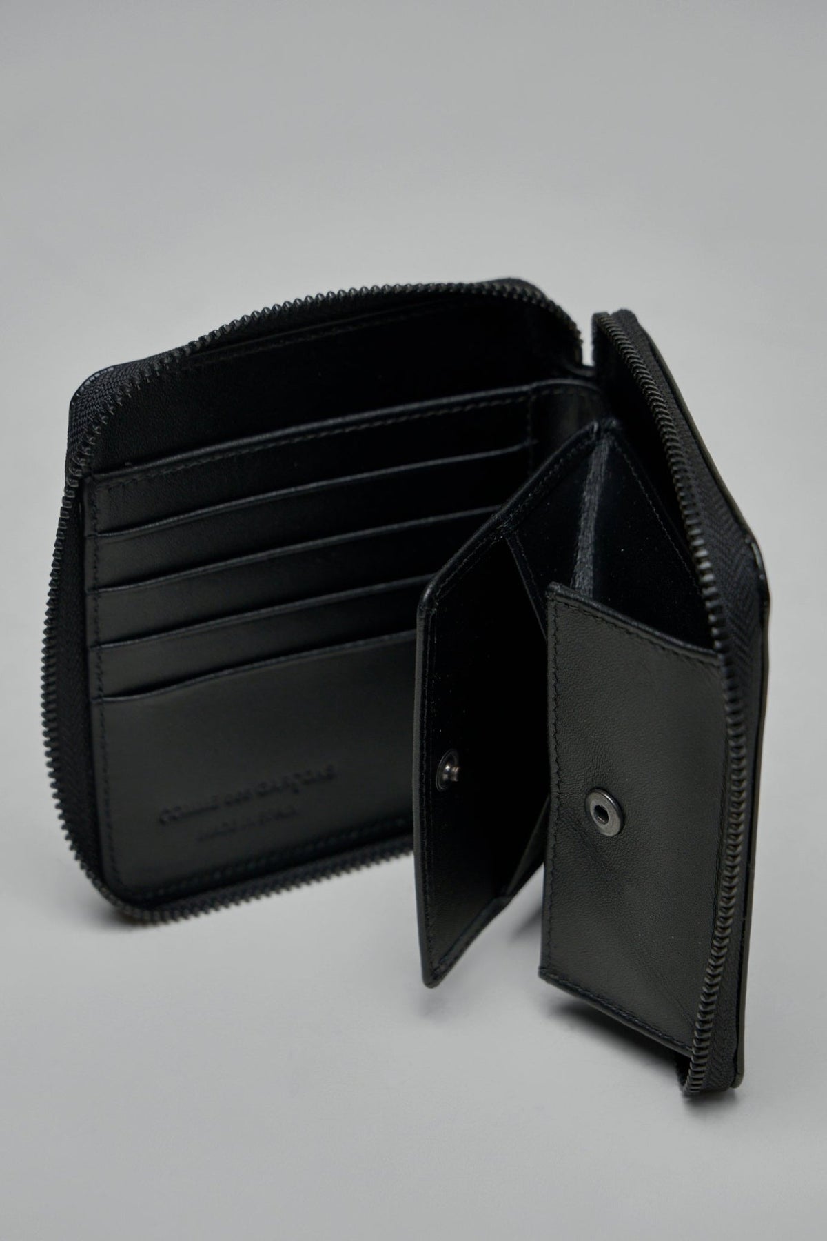 Interior view showing card slots and coin compartment of Zipper Medley wallet
