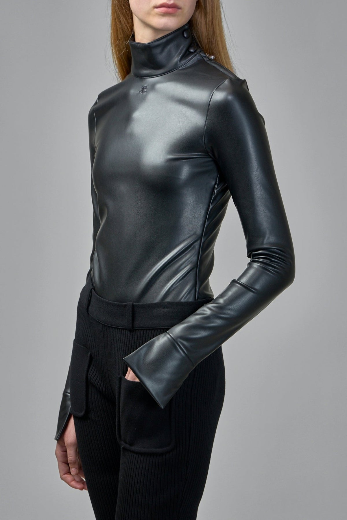 Courrèges - Mockneck Leather Effect Bodysuit - LABELS