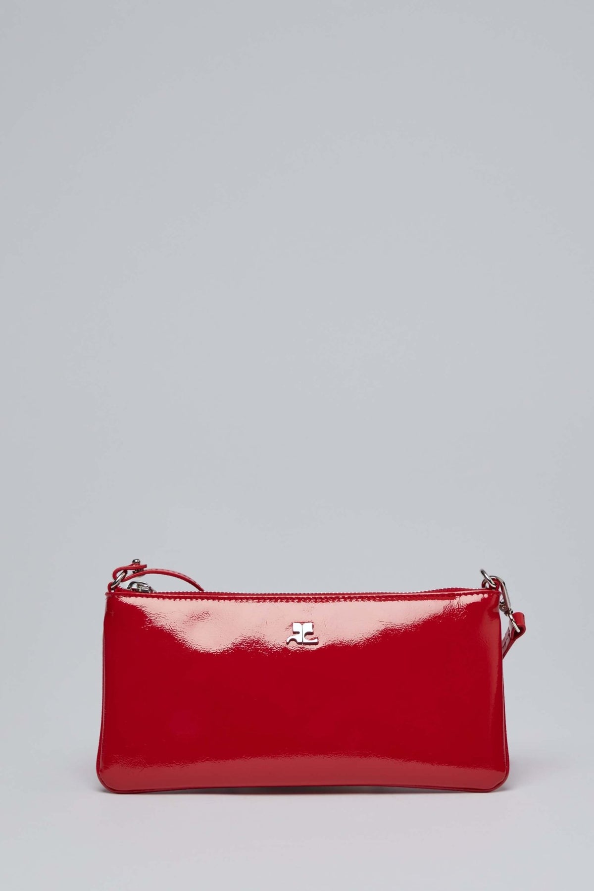 Courrèges clutches pouches red patent leather pouch with silver logo detail