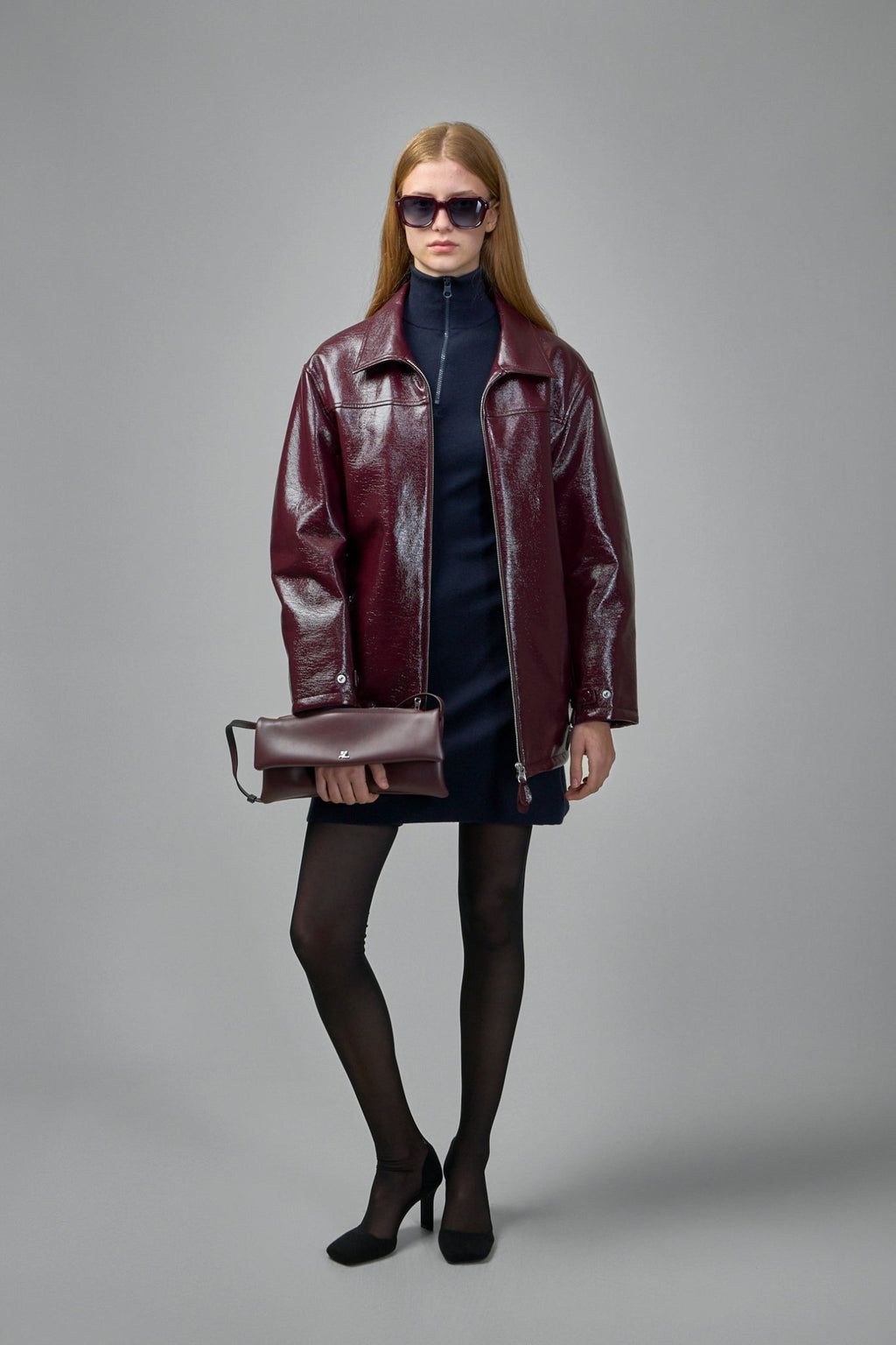 Courrèges - Shiny Bomber Jacket Belted Waist - LABELS