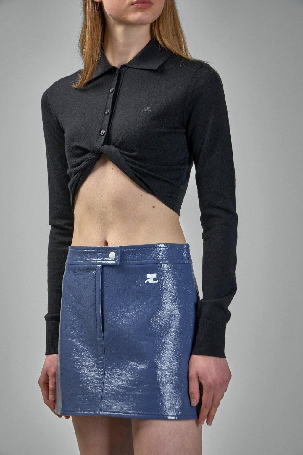 Courrèges - Twist Light Wool Cropped Polo - LABELS