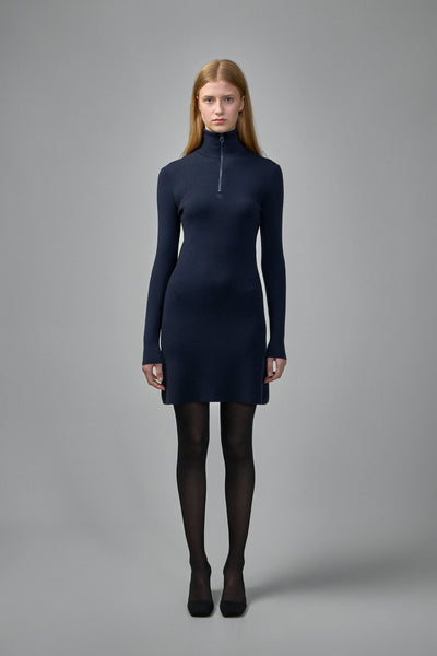 Zipped Mockneck Dress
