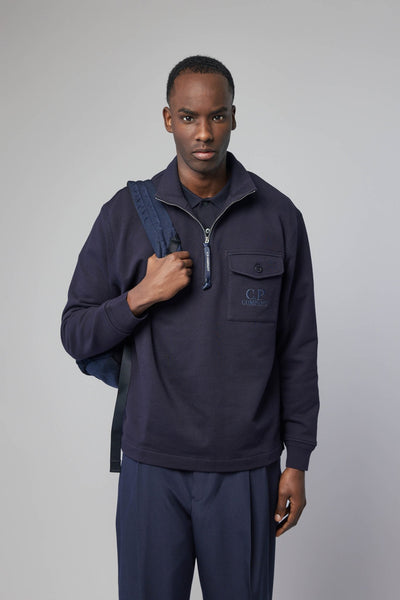 Diagonal Raised Fleece Half Zip Sweatshirt