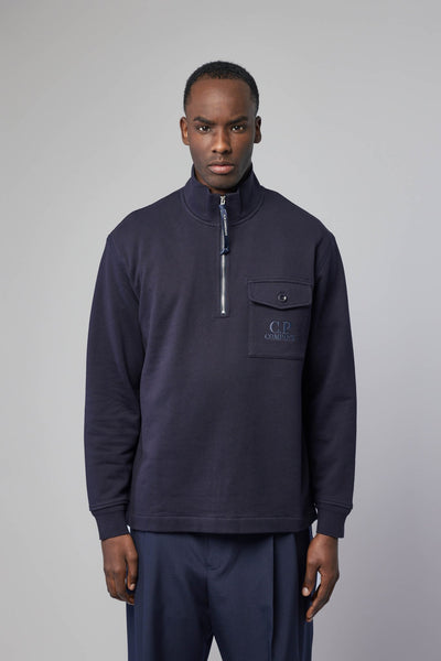 Diagonal Raised Fleece Half Zip Sweatshirt