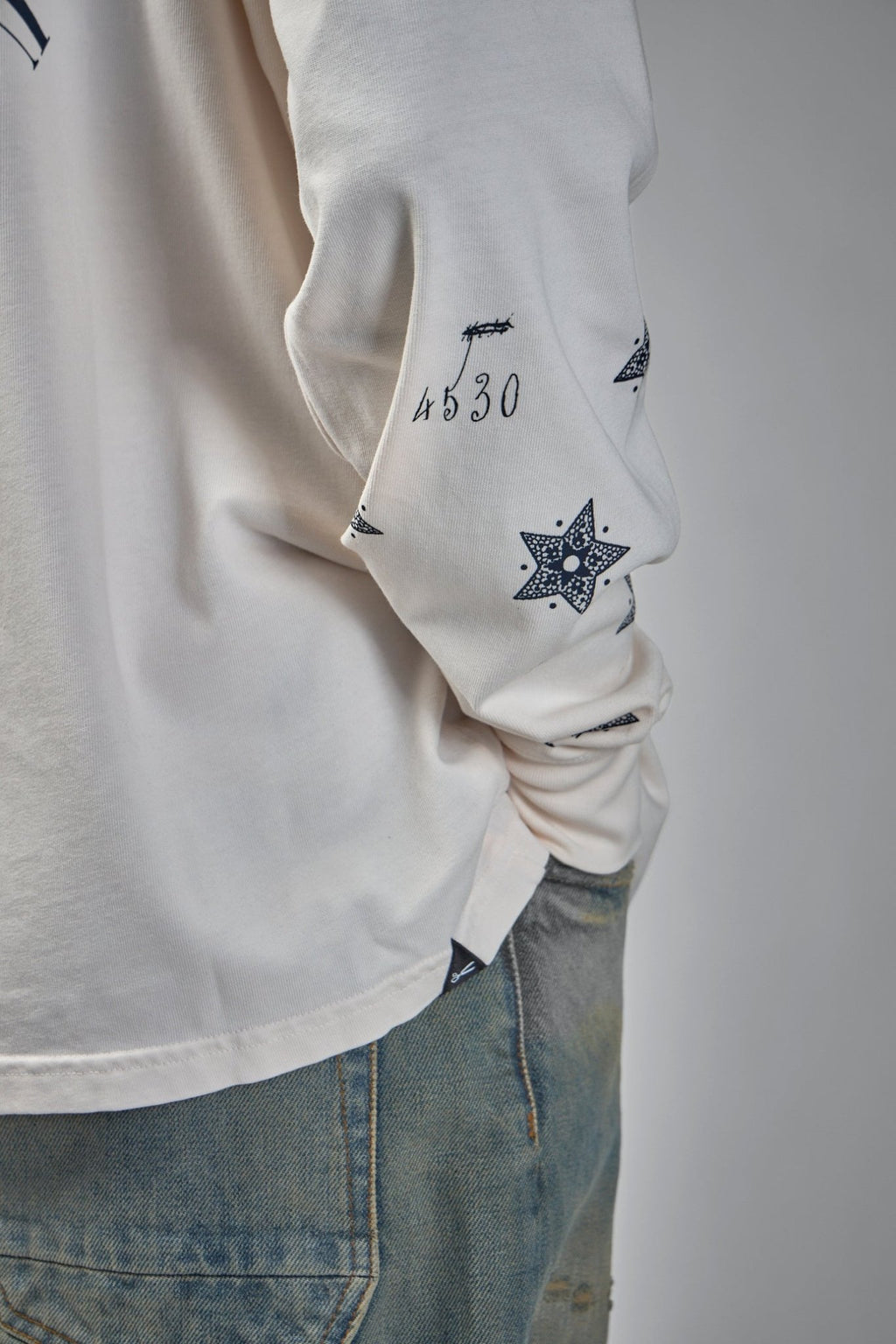 Denham - Denham Sounds Long Sleeve Tee White - Boxy Fit - LABELS