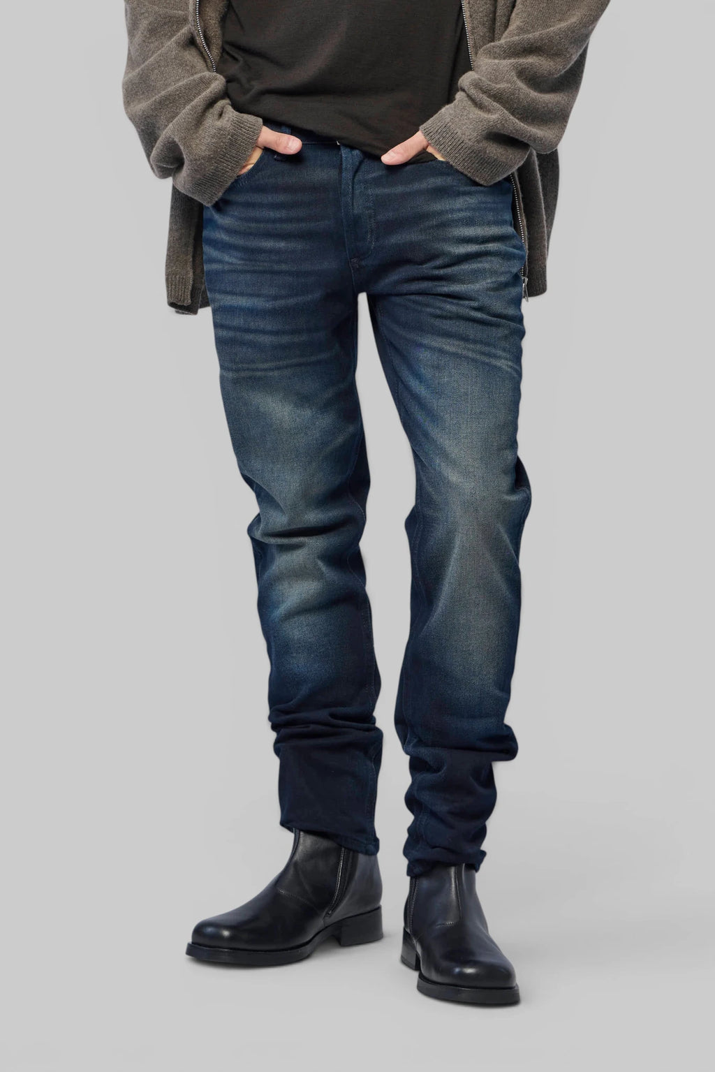Denham Straight Jeans Razor Cody in dark blue denim, front view