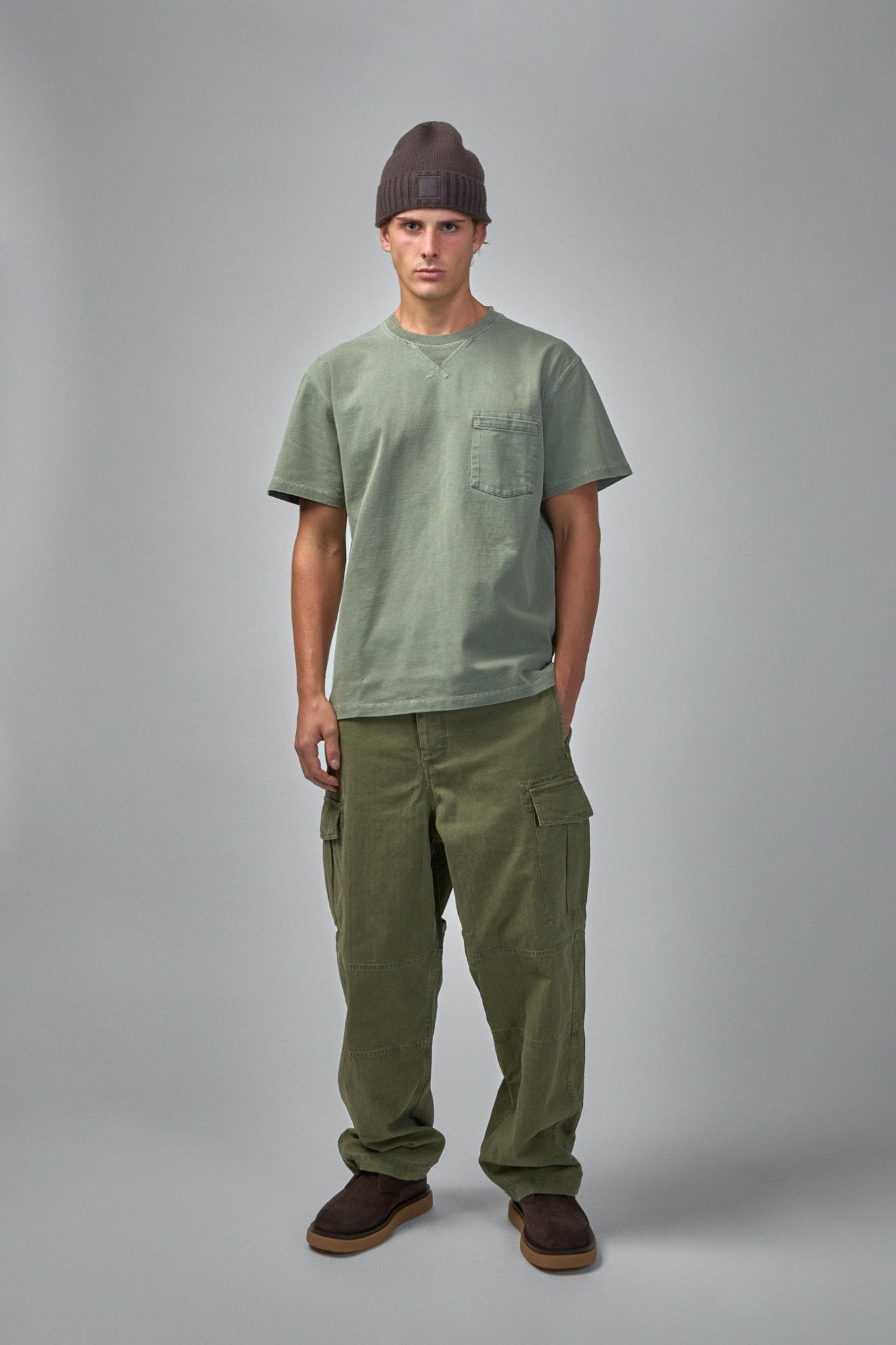 Denham - S03 Utility Pant Green - Wide Fit - LABELS