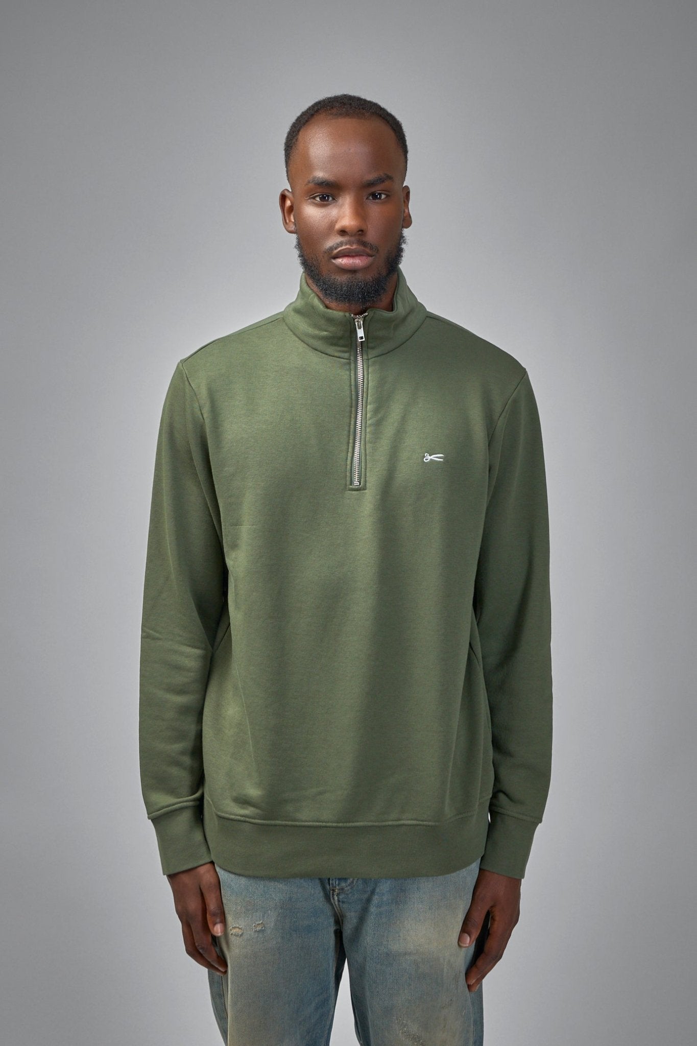 Denham - Scissor Half Zip Deep Green - Regular Fit - LABELS