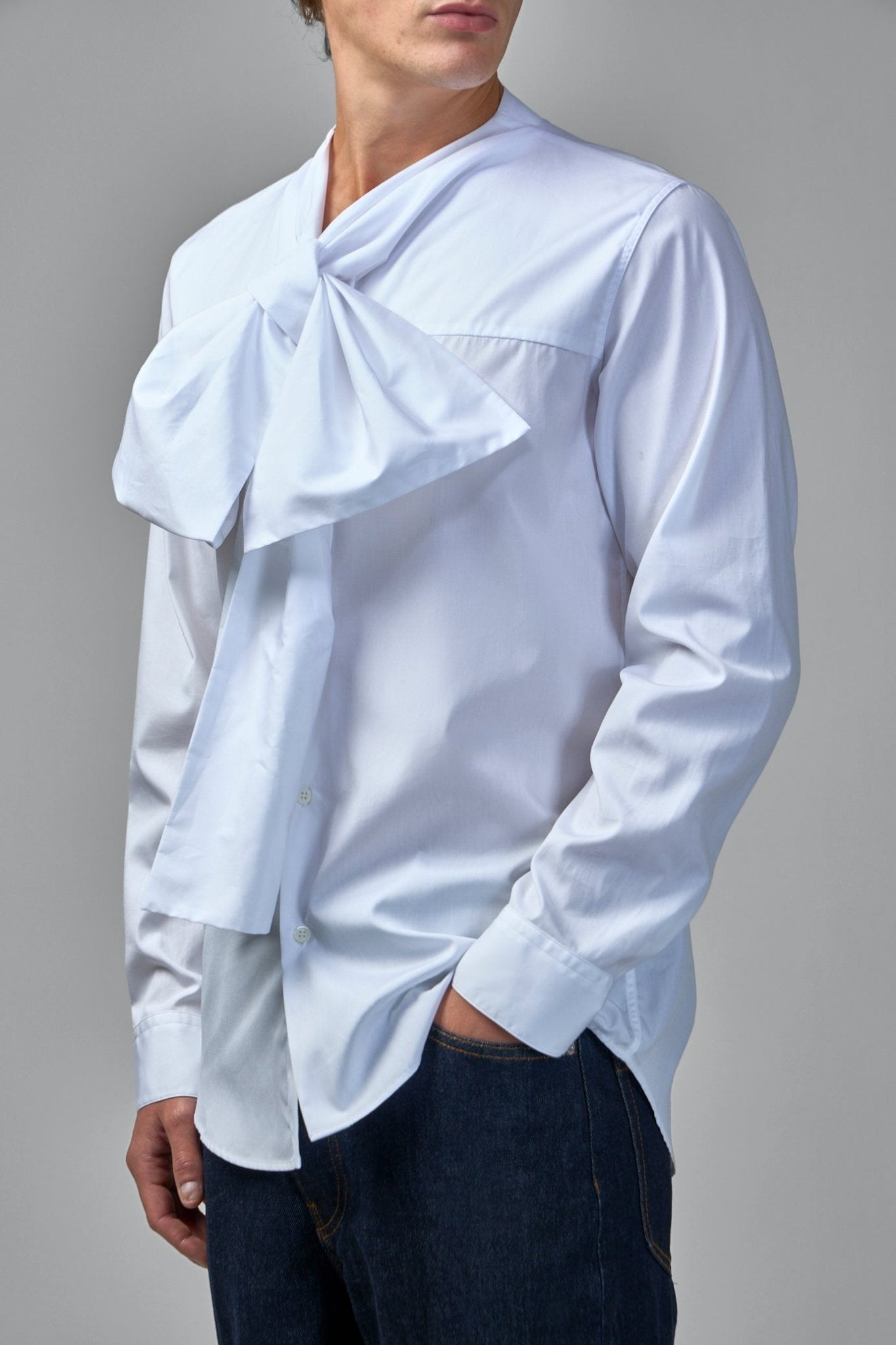 Dries Van Noten - Curlbitt Bow Neck Cotton Poplin Shirt - LABELS