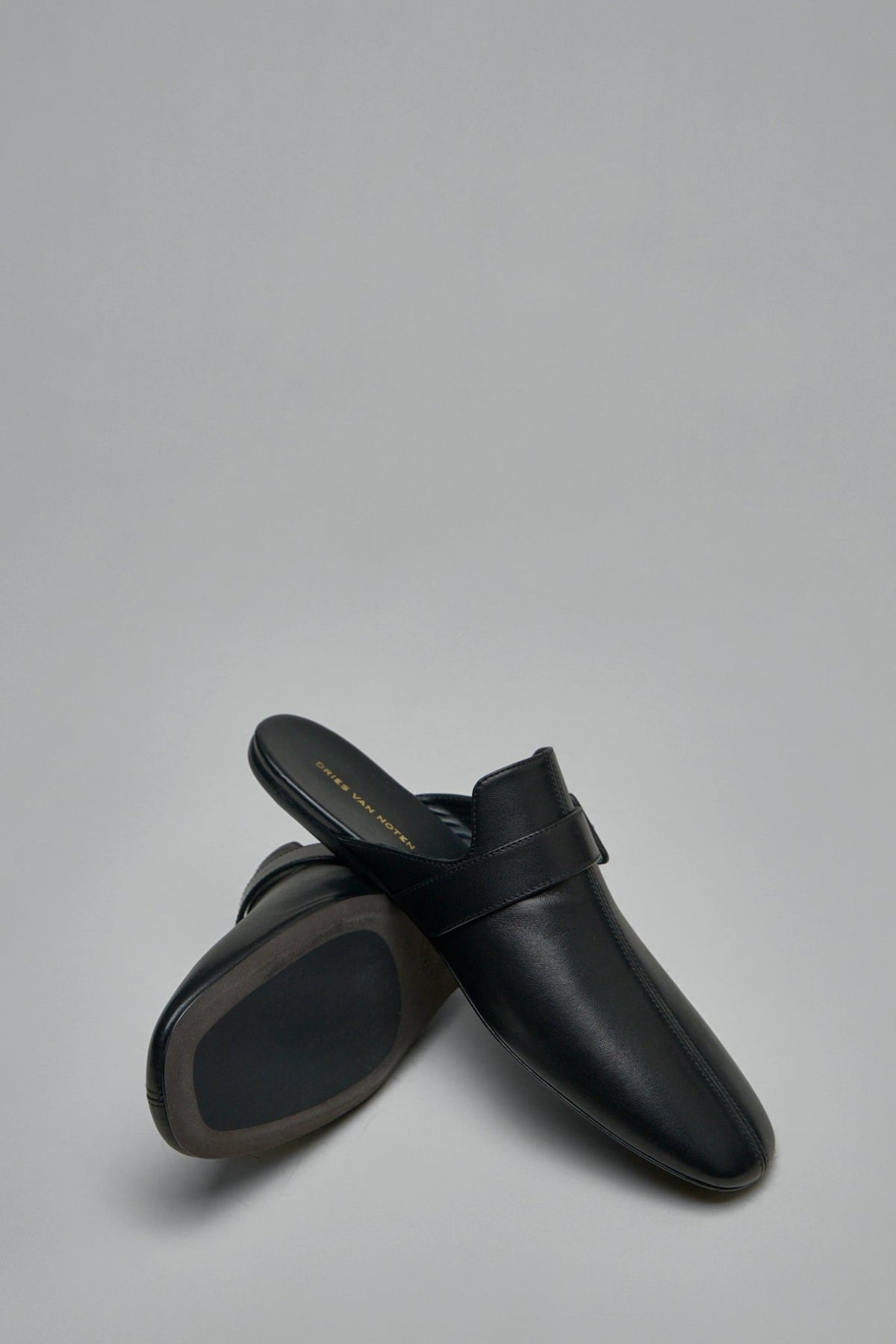 Dries Van Noten mule gold foil insole branding detail