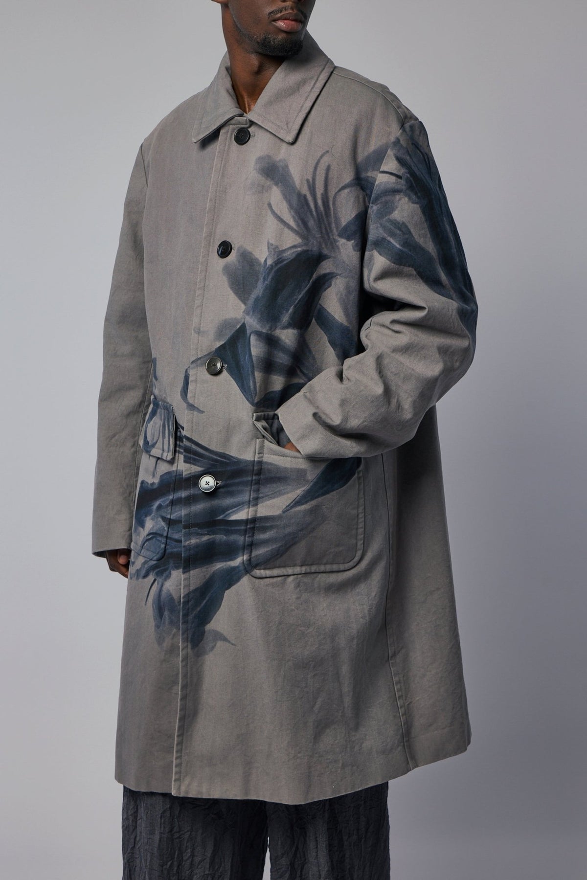 Back view of Dries Van Noten coat with vent detail