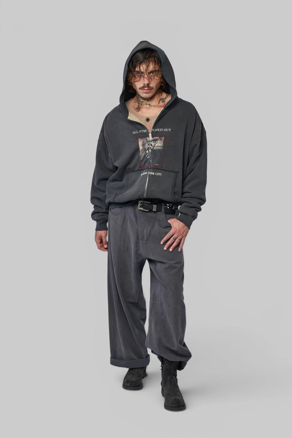 Enfants Riches Déprimés - Stretched Out Thermal Lined Lined Zip Up Hoodie - LABELS