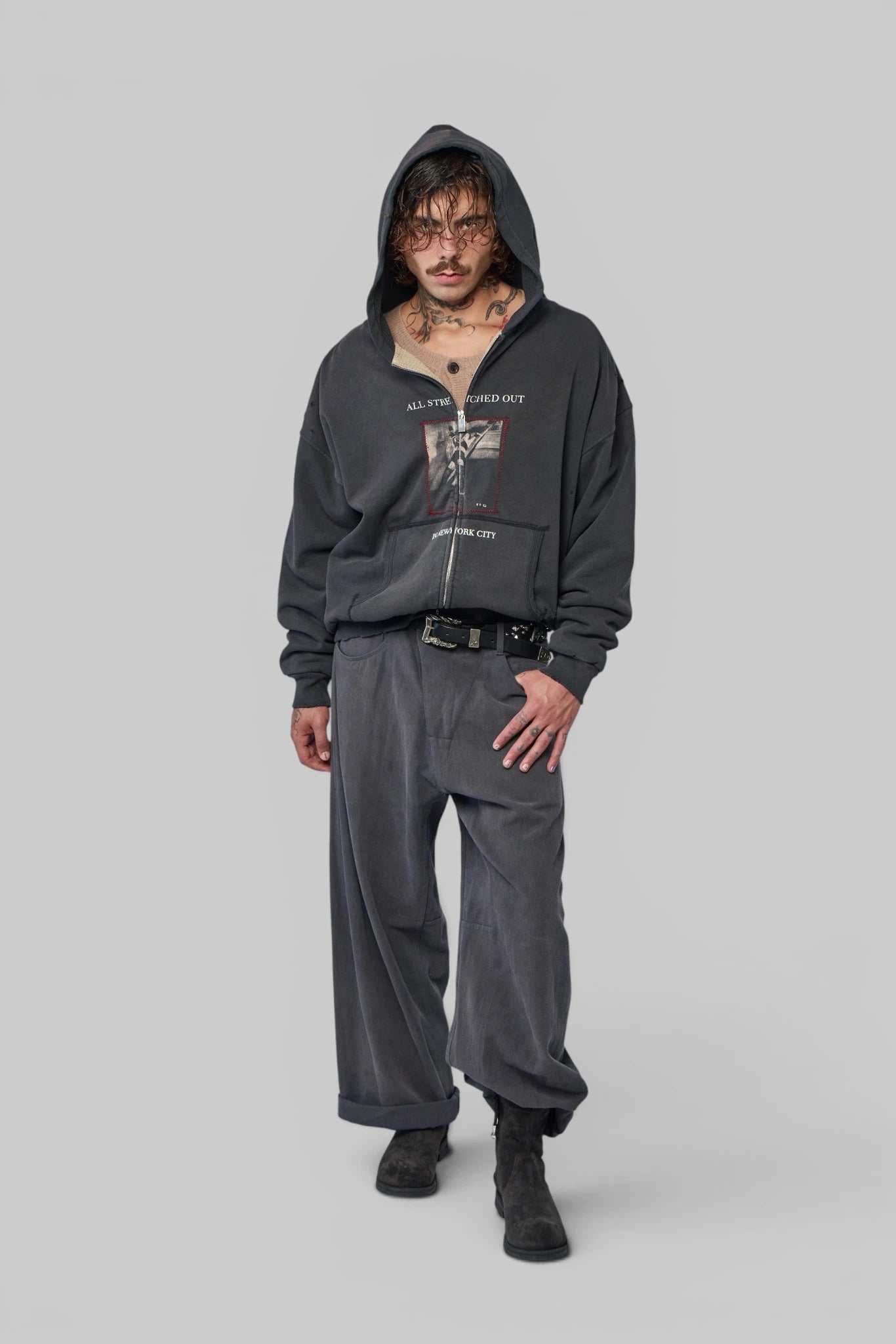Enfants Riches Déprimés - Stretched Out Thermal Lined Lined Zip Up Hoodie - LABELS