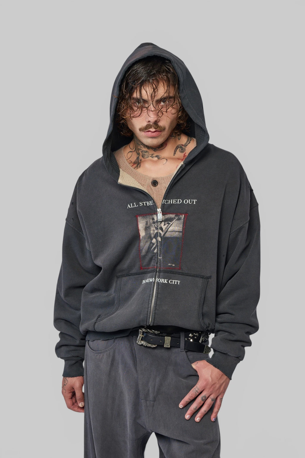 Enfants Riches Déprimés - Stretched Out Thermal Lined Lined Zip Up Hoodie - LABELS