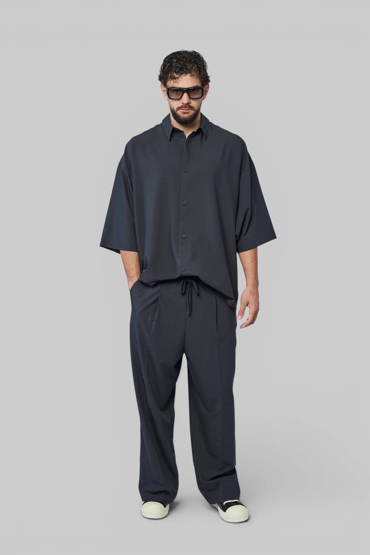 Fear Of God Essentials 3/4 Sleeve Button Up Shirt back view