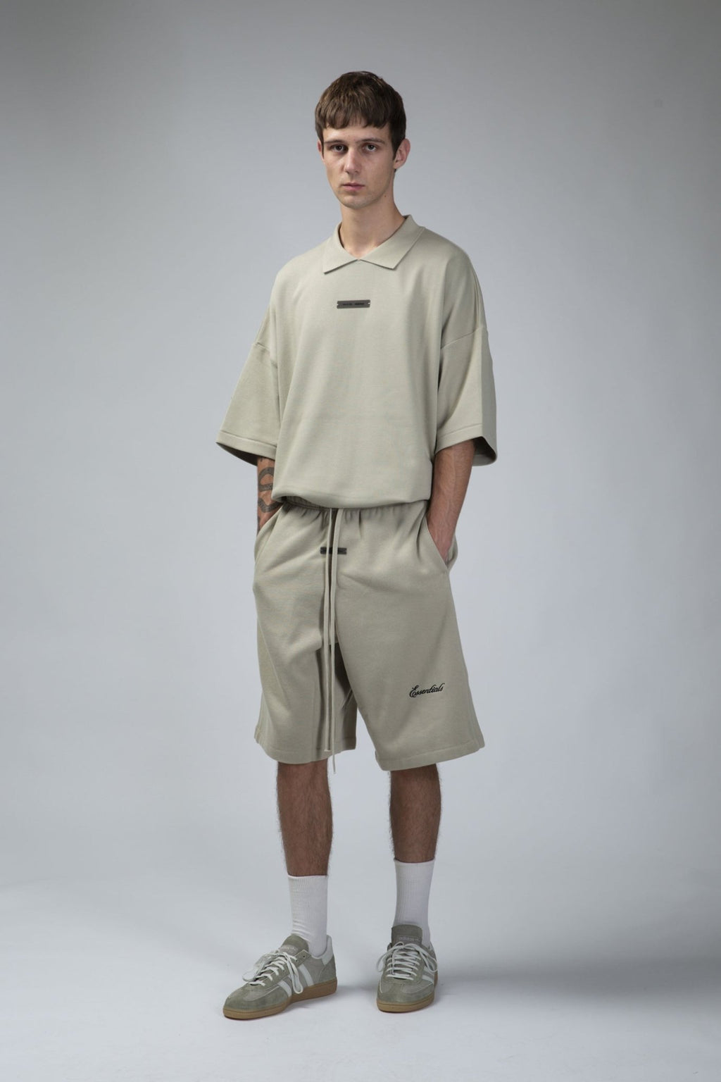 Fear of God Essentials - 90s Fit Piquet SS Polo Abbey Stone - LABELS