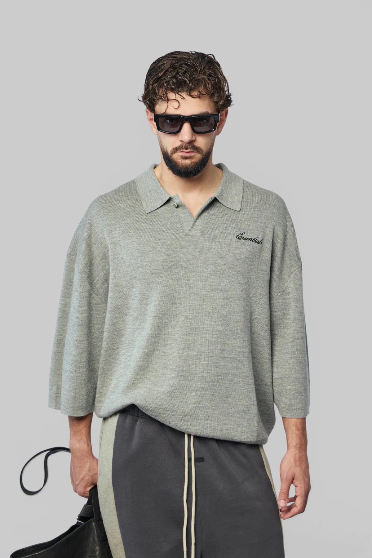 Fear Of God Essentials Knitwear Signature 3/4 Sleeve 90's Knit Polo front view