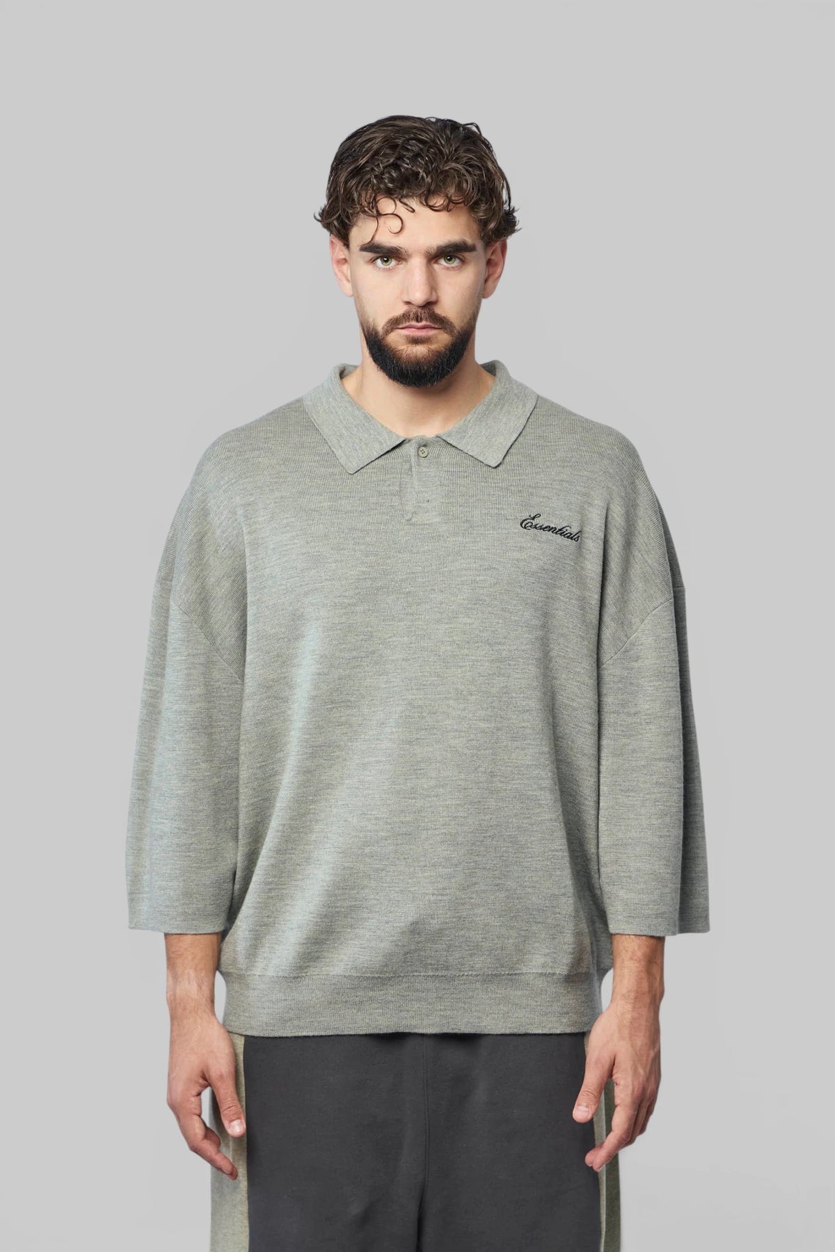 Oversized fit Fear Of God Essentials knit polo side profile