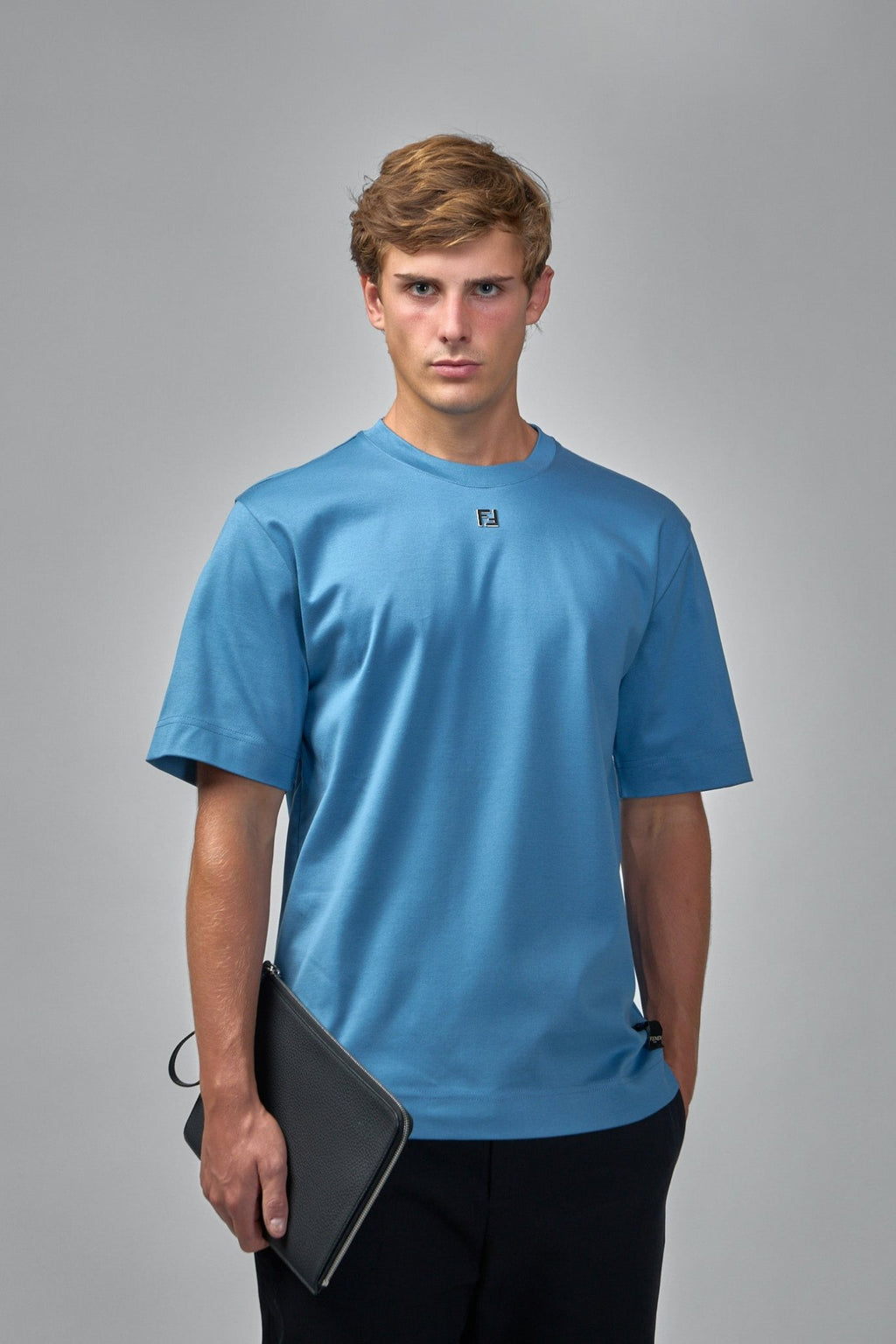 Fendi - Cotton T-Shirt with FF Metal Detail - LABELS