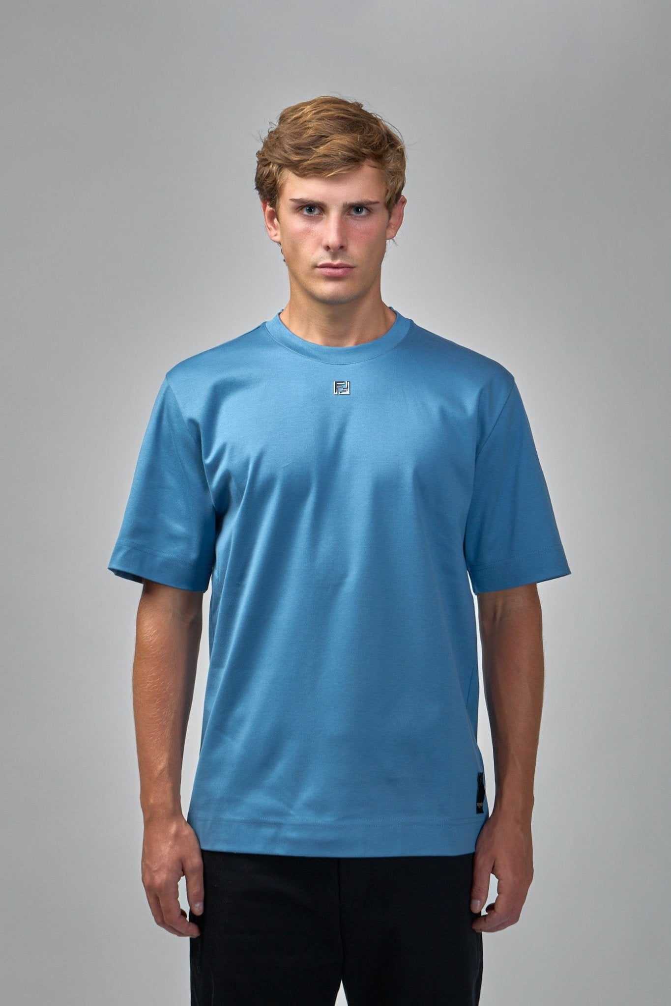 Fendi - Cotton T-Shirt with FF Metal Detail - LABELS