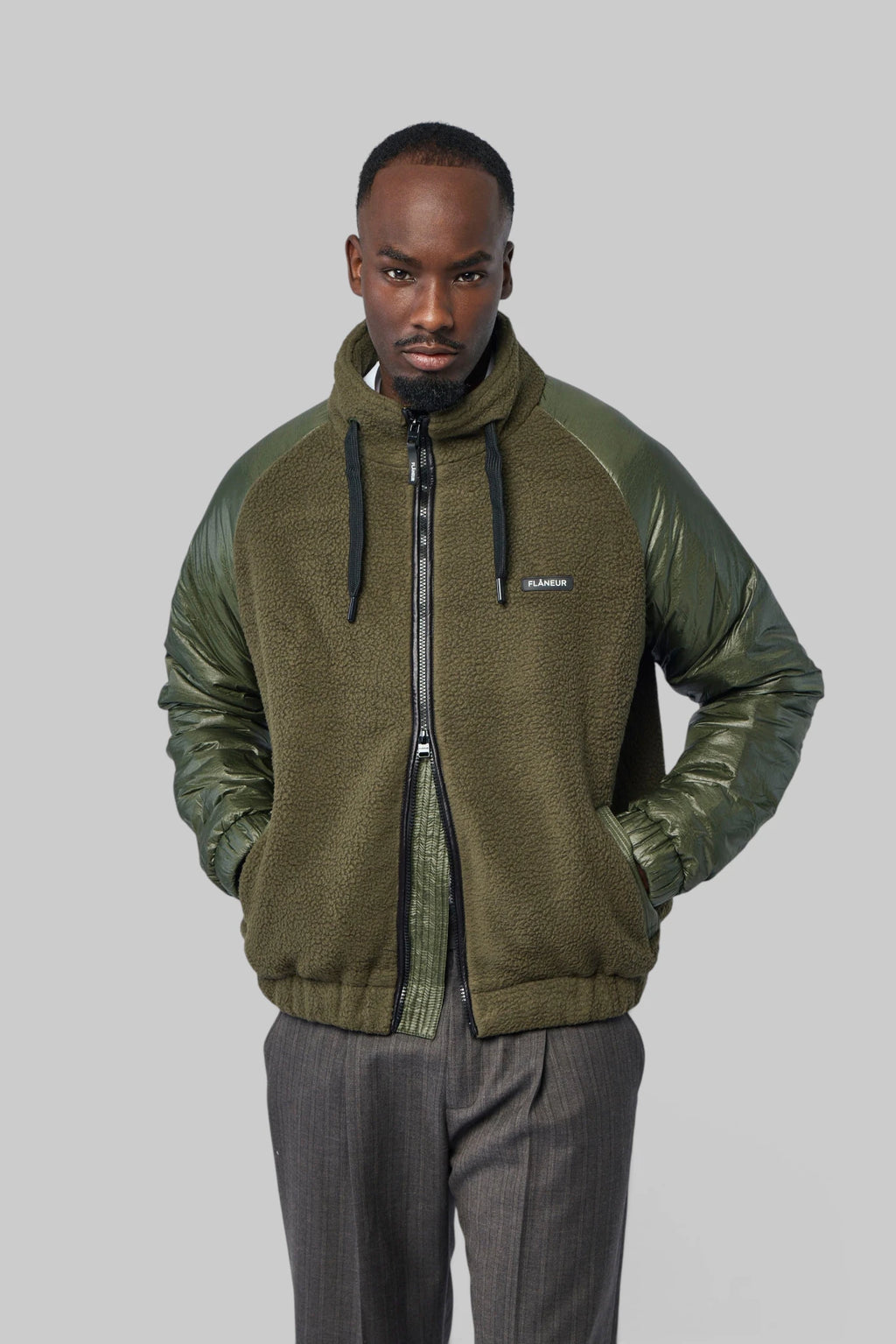 FLÂNEUR - Frosted Badge Fleece & Nylon Jacket - LABELS